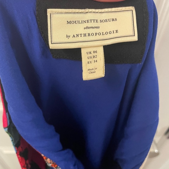 ANTHROPOLOGIE Moulinette Soeurs Size US 2 Asymmetrical Mixed Print Dress - Picture 7 of 8